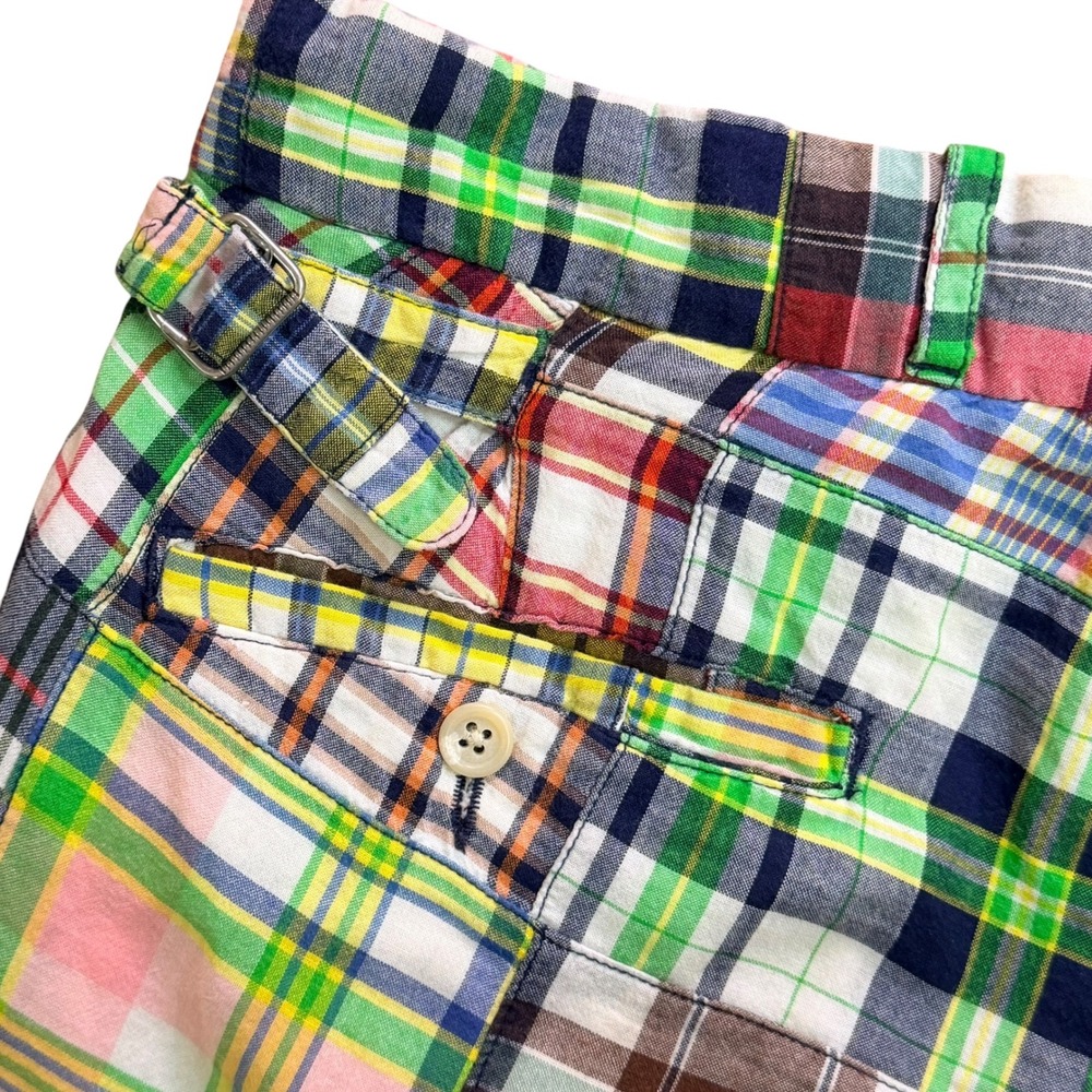 Vintage Polo Ralph Lauren Madras Patchwork Pants Mens 33 Multicolor Plaid Preppy - Picture 9 of 16